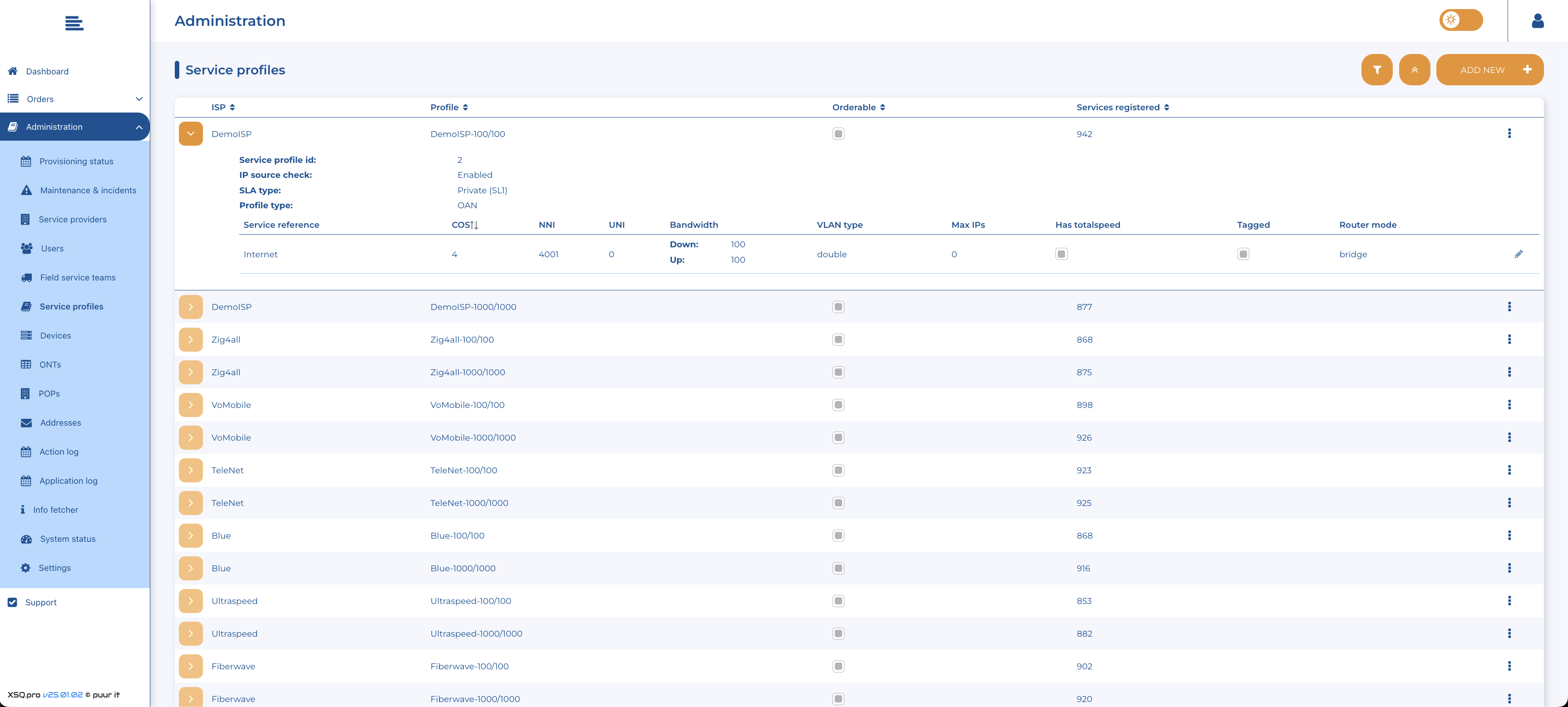 Service profiles